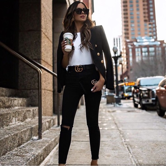 AUTHENTIC GUCCI WIDE LEATHER BELT WITH DOUBLE G BUCKLE SIZE 75 MSRP$778 AFTERTAX - Picture 4 of 16